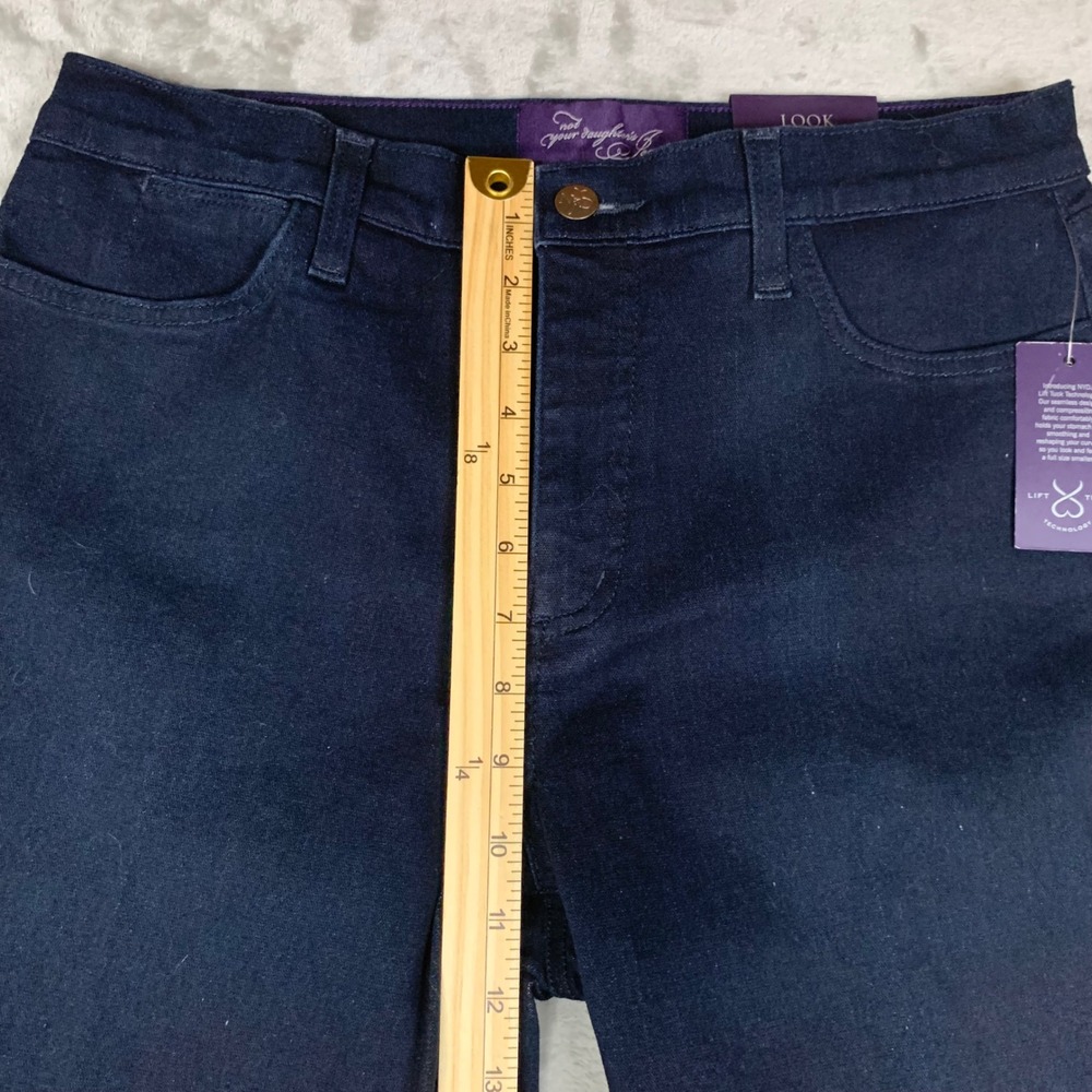 NYDJ Modern Bootcut Jeans Womens 10 Dark Blue 31x31 Rhinestone Lift Tuck NWT USA - Picture 11 of 13